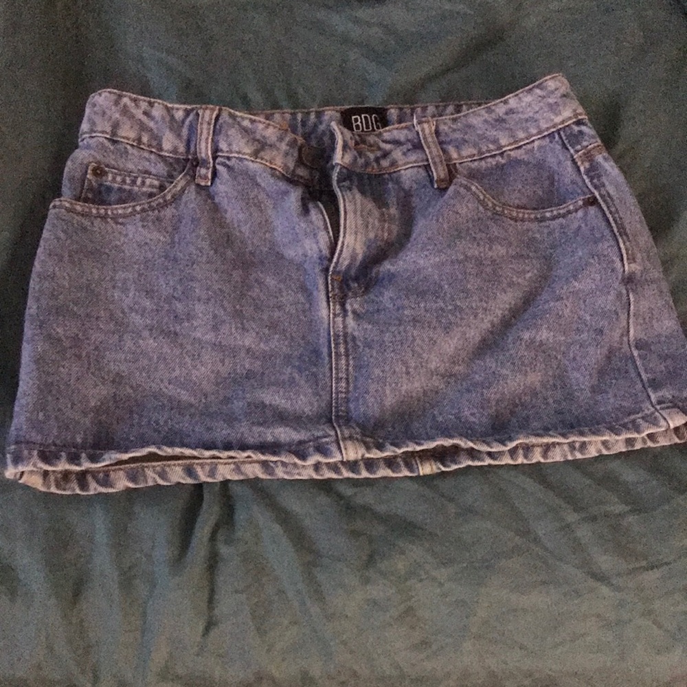 BDG Blue Ruffled Pencil Mini Skirt